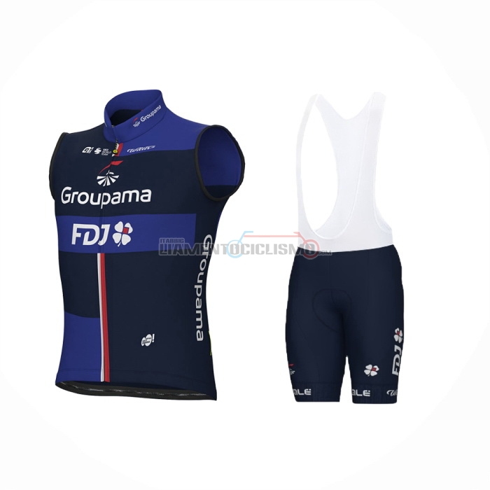 2024 Gilet Antivento Groupama-FDJ Bianco Blu e Salopette