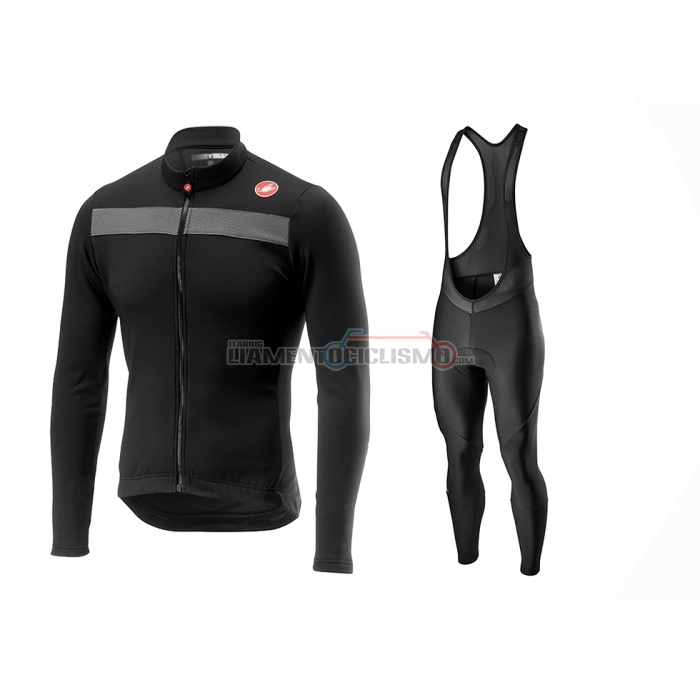 2024 Abbigliamento Ciclismo Castelli Nero Manica Lunga e Salopette