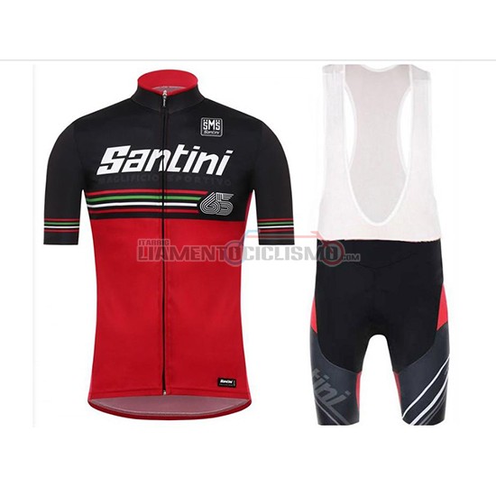 Abbigliamento Ciclismo Santini Rosso Manica Corta 2018 Nero